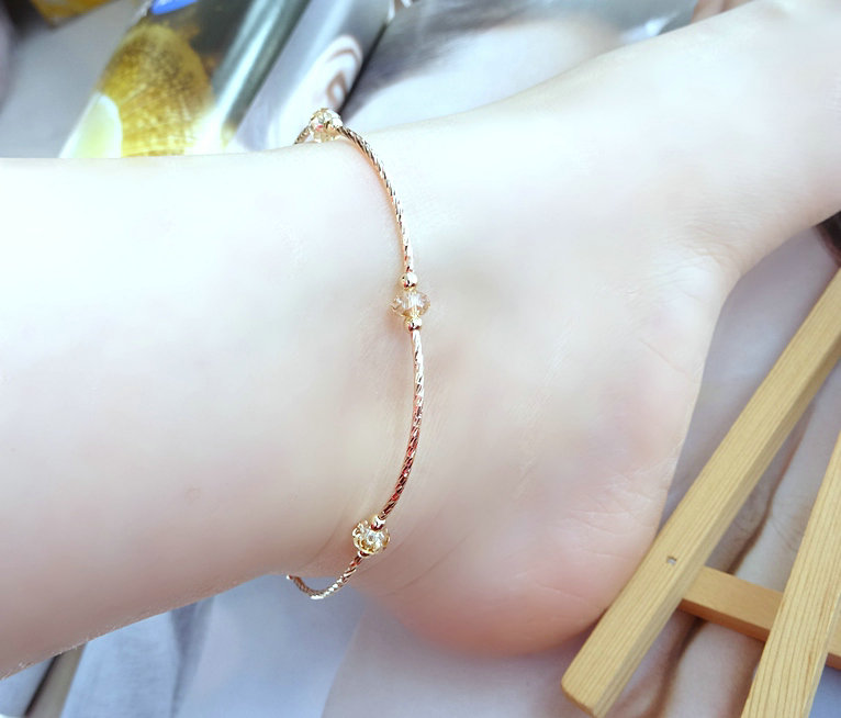 Áo pha lê 925 bạc vòng chân thời trang lãng mạn phổ biến phụ kiện dép chân chuỗi liên kết để gửi quà cho bạn gái vòng chân nữ bạc