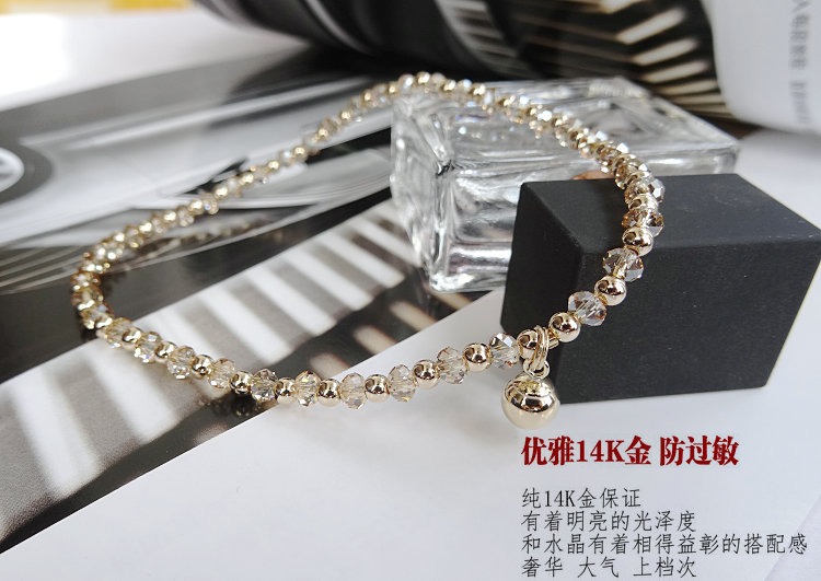 Tình yêu đích thực từng chút một Áo pha lê vòng chân nữ thời trang Hàn Quốc phụ kiện dép nữ trang sức bóng vàng 14K lắc chân nam