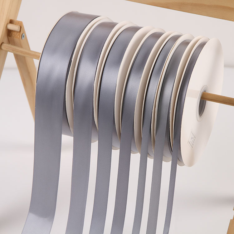 0 6-4cm wide gray polyester fiber with round hole high-end ribbon Classic gray silk ribbon webbing flower gift ribbon