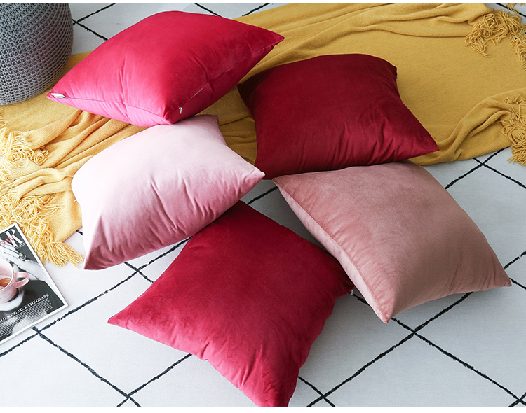 Lớn vuông da lộn gối nhung mềm phòng khách màu tím sofa đệm đệm đỏ trường hợp gối màu xanh đậm màu xanh đậm - Trở lại đệm / Bolsters ghế sofa tựa lưng