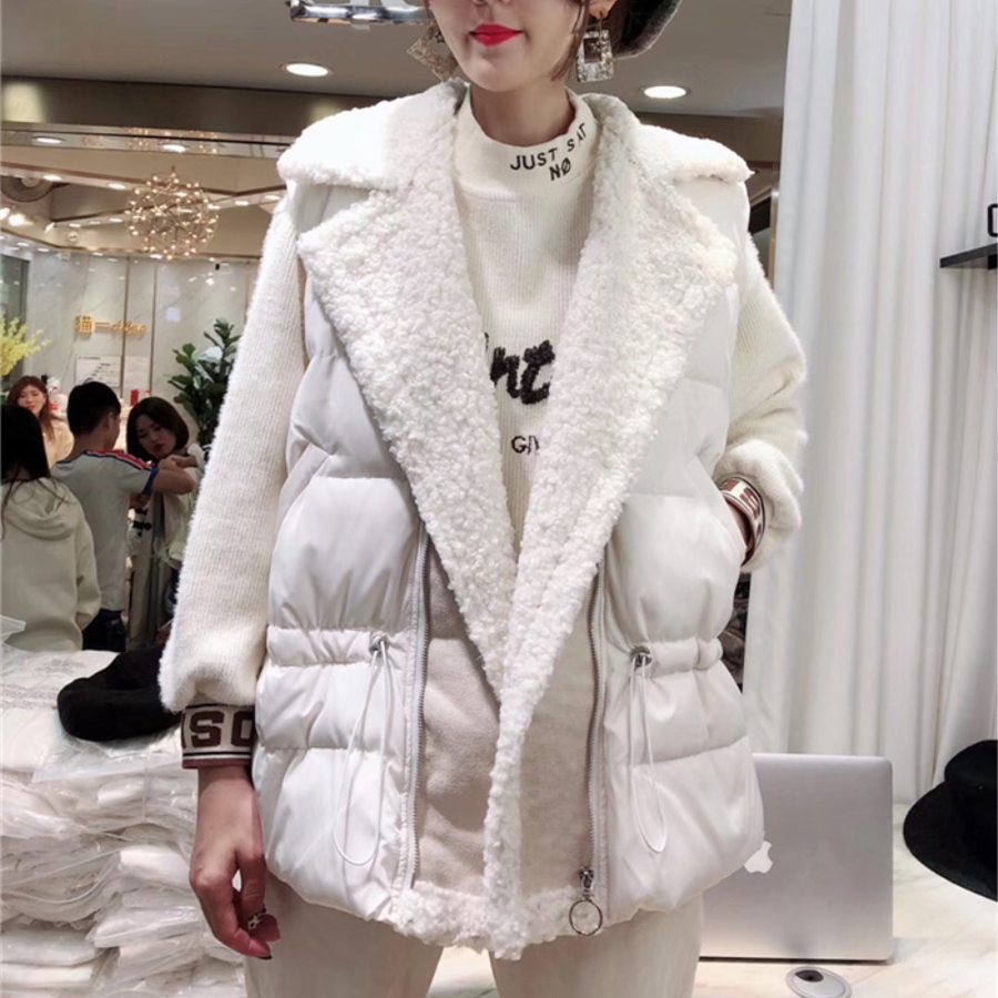 Mùa thu và mùa đông thủy triều khâu lông cừu ve áo xuống cotton nữ phiên bản châu Âu eo thon vòng một bánh mì quần áo thời trang nữ
