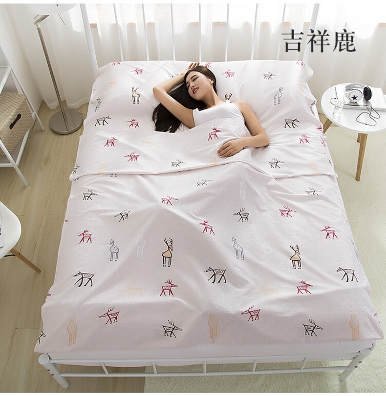 Cotton khách sạn du lịch túi ngủ bẩn dành cho người lớn twill in cotton siêu nhẹ xách tay đôi duy nhất bông vệ sinh