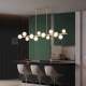Restaurant Chandelier, All-Copper Dining Table, Dining Room, Modern Minimalist Creative Cream Style Magic Bean Long Strip Light Luxury Bar Counter Chandelier