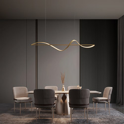 All-Copper Modern Minimalist Nordic Dining Room Chandelier Italian Minimalist Light Luxury Bar Counter Designer Art Dining Table Strip Light