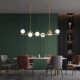All-Copper Minimalist Restaurant Chandelier, Modern Simple Creative Dining Room Lamp, Nordic Light Luxury Tea Room Long Table Bar Lamp
