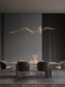 All-Copper Creative Restaurant Chandelier, Modern Minimalist Italian Light Luxury Bar Counter Designer Nordic Dining Table Irregular Long Strip Lamp
