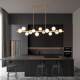 Restaurant Chandelier, All-Copper Dining Table, Dining Room, Modern Minimalist Creative Cream Style Magic Bean Long Strip Light Luxury Bar Counter Chandelier