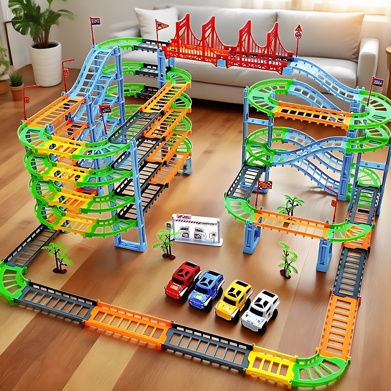 Assembled 3D Track Train Toy Electric Race Track Car Children's Day Gift for Boys