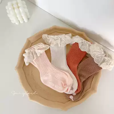 SonnyGirl 2021 spring new high-quality combed cotton baby princess lace tube socks children lace socks