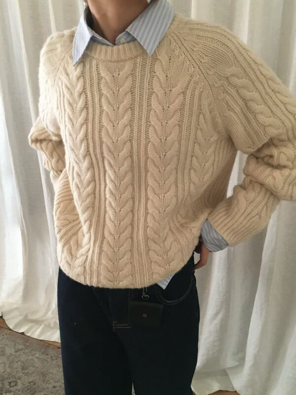 Wood Gentle Retro Milk Apricot All-Wool Twist Round Neck Pullover Sweater Korean Winter Knitted Top 96182