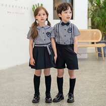 Summer new primary and secondary school students boys and girls school uniform suit short-sleeved cotton shirt kindergarten garden uniform graduation season class uniform