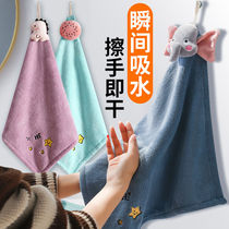 Hand towel can be hung childrens cartoon cute towel super absorbent kitchen bathroom handkerchief wipe hand towel