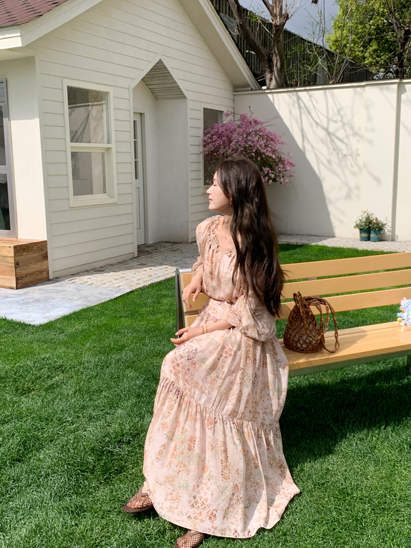 Yuui【Dunhuang Goddess】High-End and Aesthetically Pleasing 100% Mulberry Silk Hazy Beauty Long-Sleeved Dress 4.21