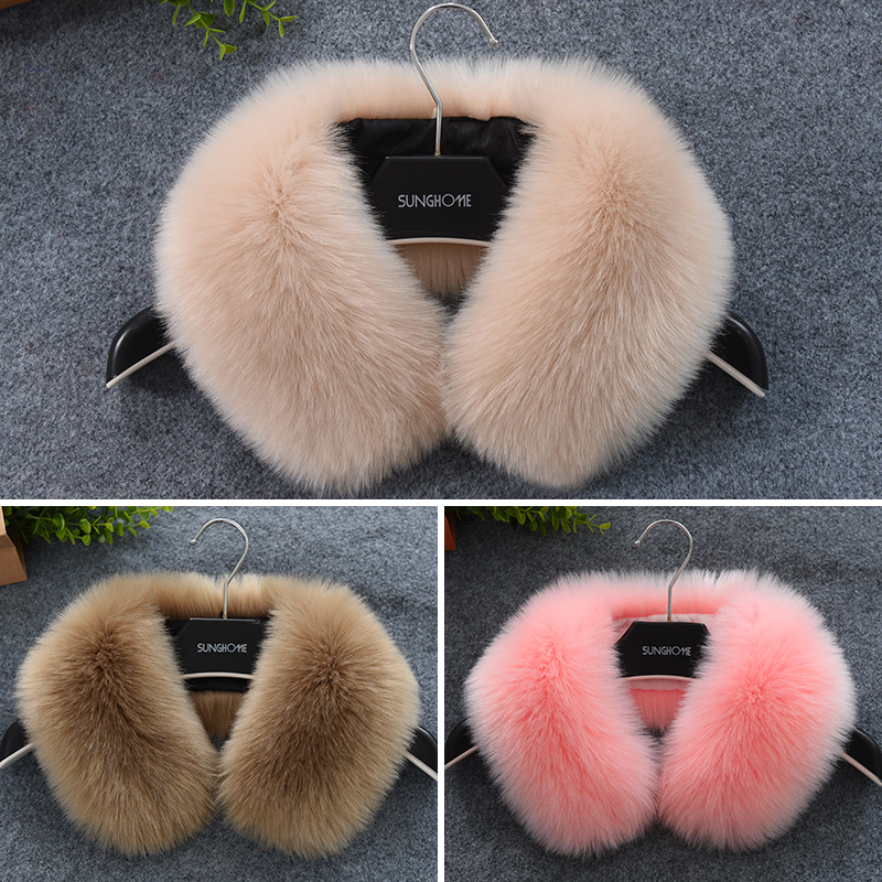 Autumn and winter fur collar men's and women's down jacket coat collar single buy imitation fox fur warm universal all-match