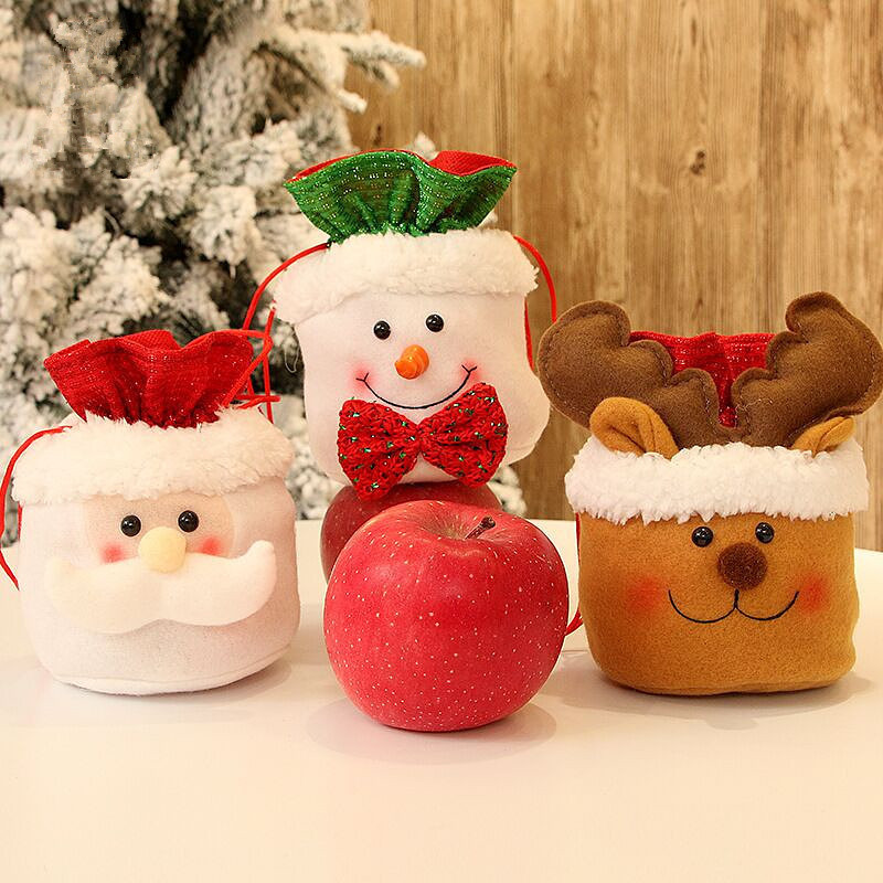 Christmas Decorations Tucked Apple Bag Handbags Old Man Snowman Deer Tree Candy Bag Children Gift Bag Gift Box