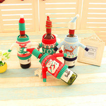 New high-end knitted Christmas wine bottle set sweater wine bottle set 4 Christmas beer bottle decoration supplies