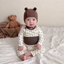 In Han Baby Baby Spring and Autumn Pajamas High waist belly belly belly autumn pants two pieces of home suit baby underwear suit