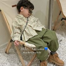 Ultra-soft Boys Japanese shirt Sensed Lamps pants trousers cordux shirt core-core-striped cotton cloth