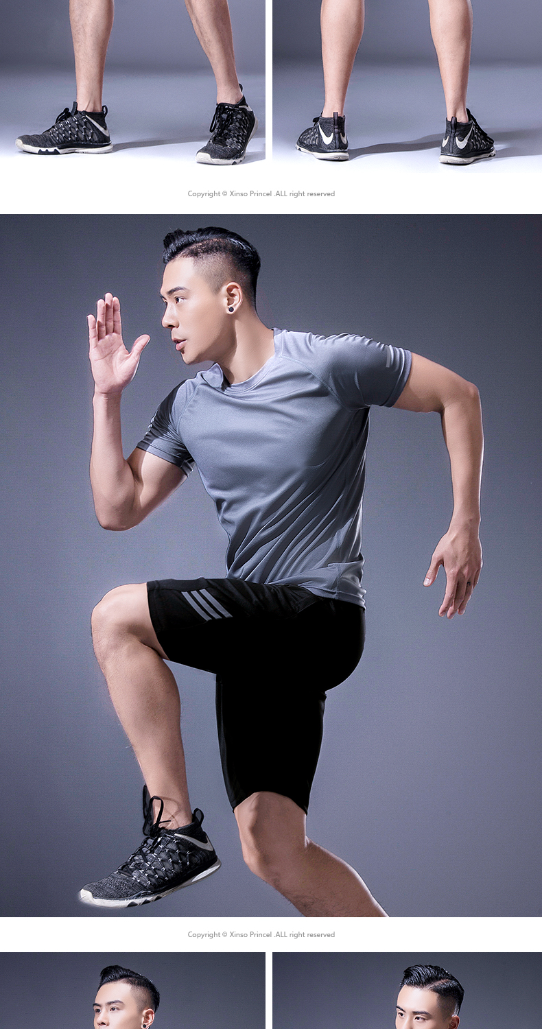 Thể thao phù hợp với nam giới mùa hè lỏng ngắn tay quần short hai mảnh phòng tập thể dục thể thao phù hợp với đào tạo thể thao giản dị bộ adidas nam mùa hè