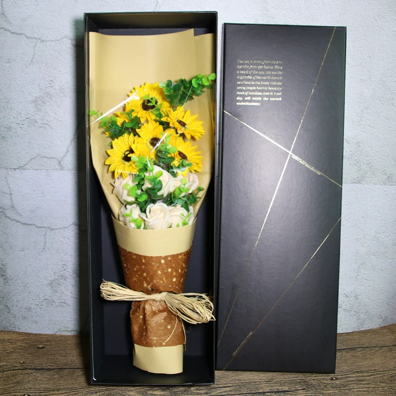 Phiên bản tiếng Hàn của hoa hướng dương tự làm xà phòng bó hoa quà tặng hộp ngày của giáo viên mô phỏng hoa mặt trời hoa giả nam và nữ món quà tốt nghiệp - Hoa nhân tạo / Cây / Trái cây