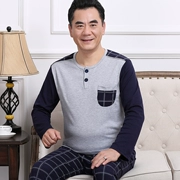 Mùa xuân và mùa thu cotton dài tay nam đồ ngủ trung niên cha trung niên cộng với phân bón XL phù hợp với dịch vụ nhà