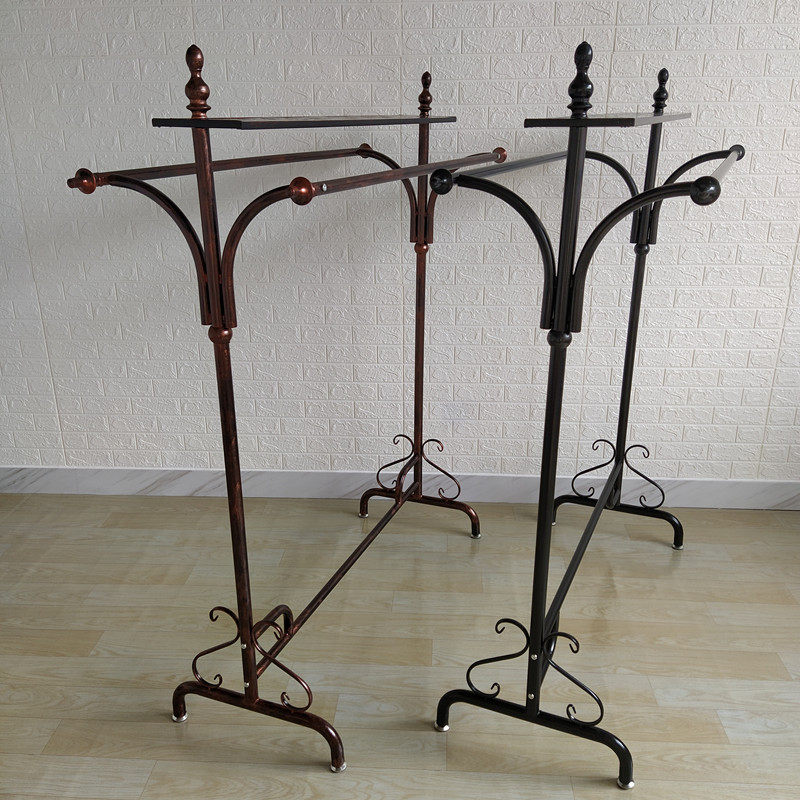 European-style island rack floor rack simple clothing store display rack double-row rack intermediate rack parallel bar side hanger
