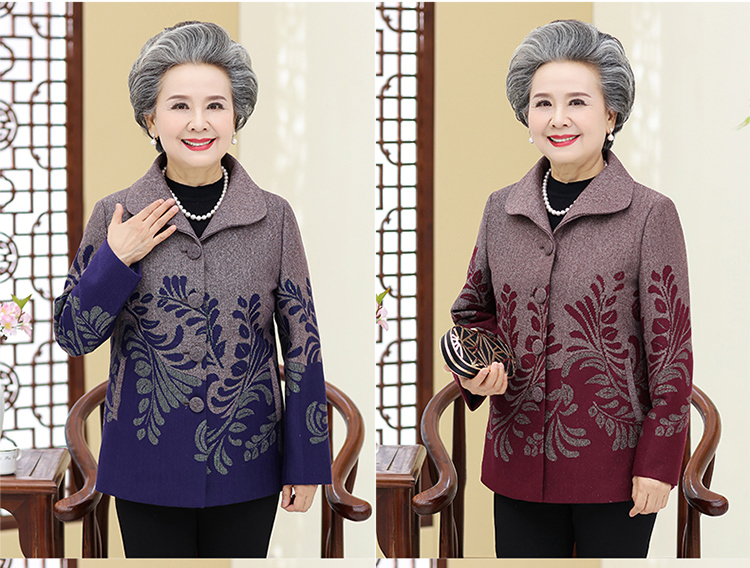 Bà ngoại 60-70 tuổi tải áo khoác mùa thu cho phụ nữ trung niên quần áo mùa đông phù hợp với áo khoác ngoài 80 bộ quần áo mẹ già áo kiểu trung niên