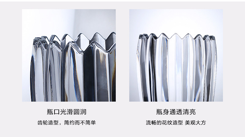 A beautiful and high-end transparent crystal glass flower arrangement, a lucky bamboo vase for fresh flowers, and a light luxury flower arrangement table decoration pic 10