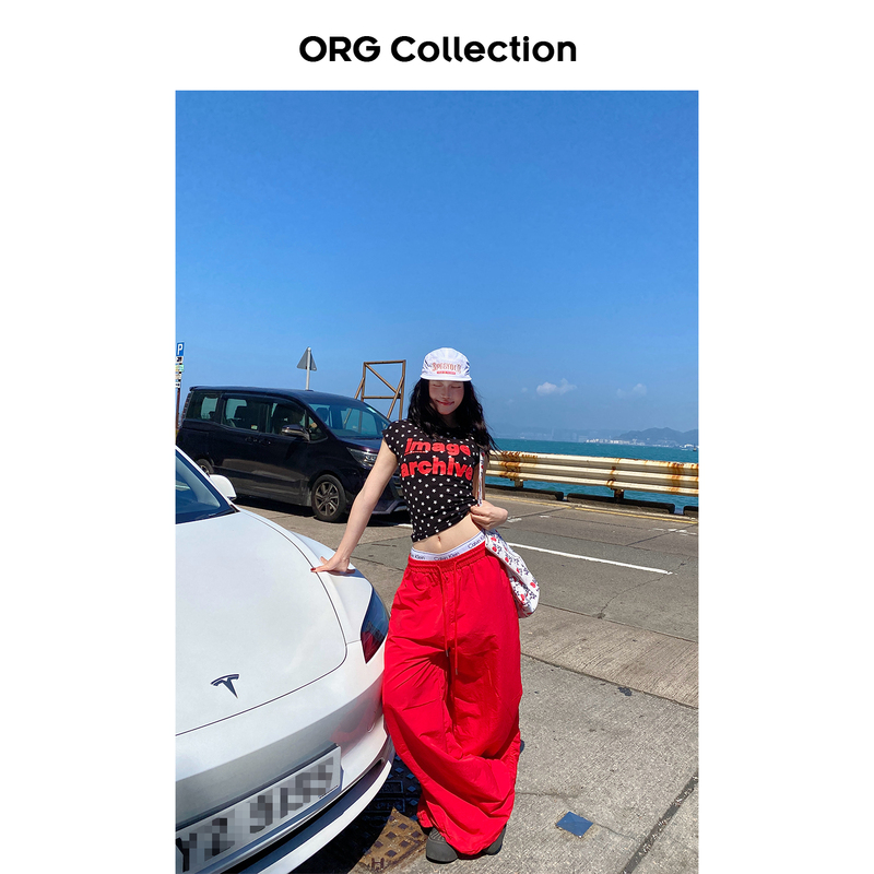 Org Collection American Retro Solid Color Straight Wide-Leg Casual Pants for Men and Women, Summer Paratrooper Floor-Length Pants