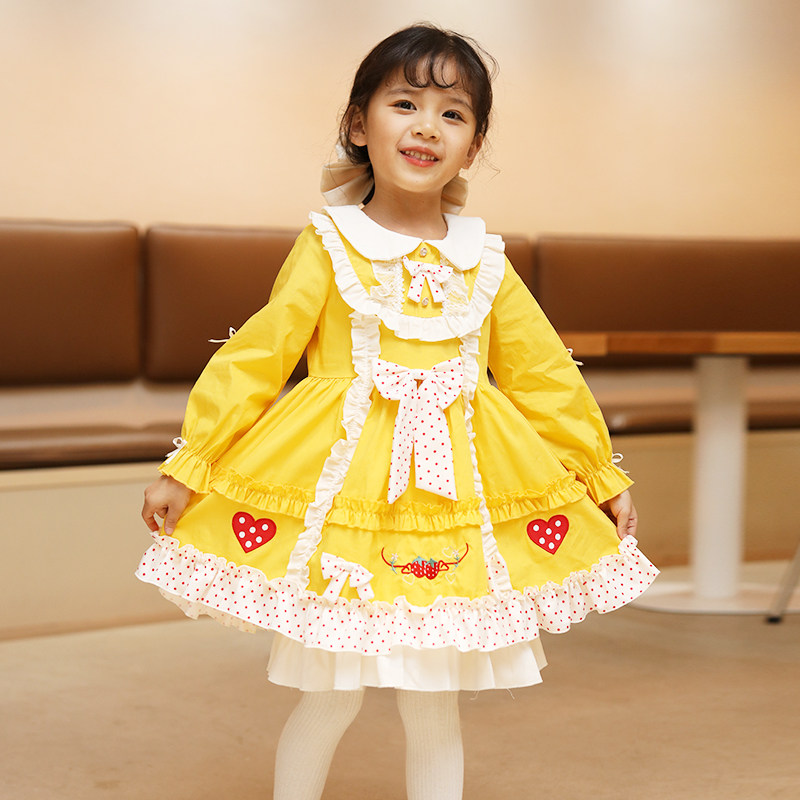 New Spring and Autumn Lolita Girl Dress Princess Punguo Lace Butterfly Bow Dress Birthday Dress
