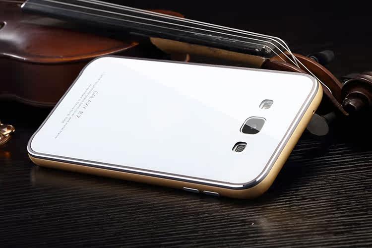 Luphie Aircraft Aluminum Metal Frame 9H Tempered Glass Back Cover Case for Samsung Galaxy E7 E7000