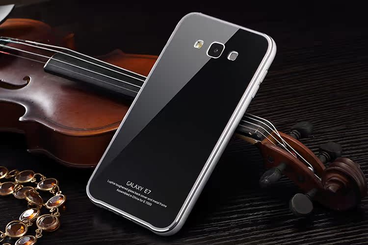 Luphie Aircraft Aluminum Metal Frame 9H Tempered Glass Back Cover Case for Samsung Galaxy E7 E7000