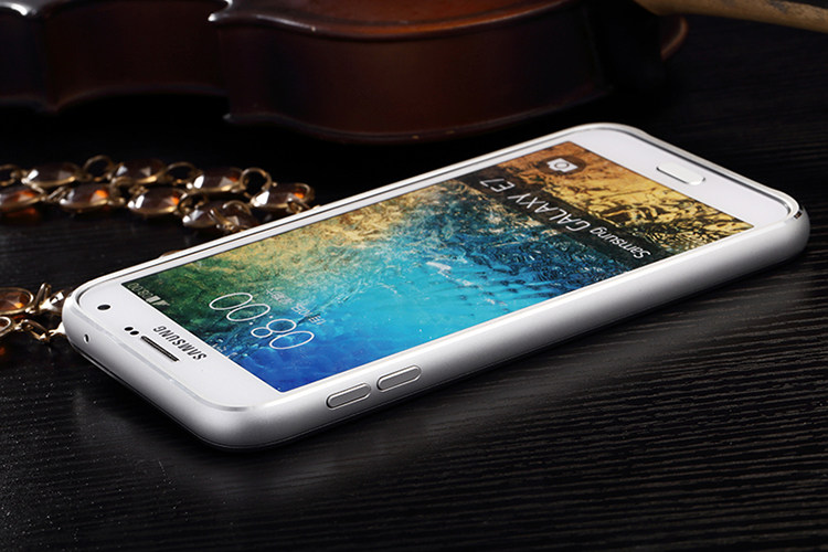 Luphie Aircraft Aluminum Metal Frame 9H Tempered Glass Back Cover Case for Samsung Galaxy E7 E7000