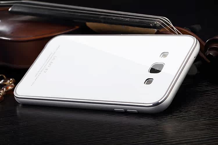 Luphie Aircraft Aluminum Metal Frame 9H Tempered Glass Back Cover Case for Samsung Galaxy E7 E7000
