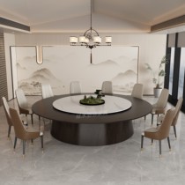 New Chinese style hotel club restaurant box electric turntable solid wood slate dining table large round table dining chair 10 people 16 people