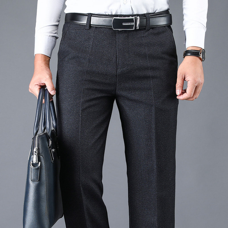 Spring and summer men's black casual pants Men's straight loose large size trousers Casual pants Men's elastic business pants