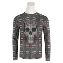 Special 799-Skull Brand Main Line Plaid Long Sleeve T-Shirt Men Skull Pattern Cotton Italy