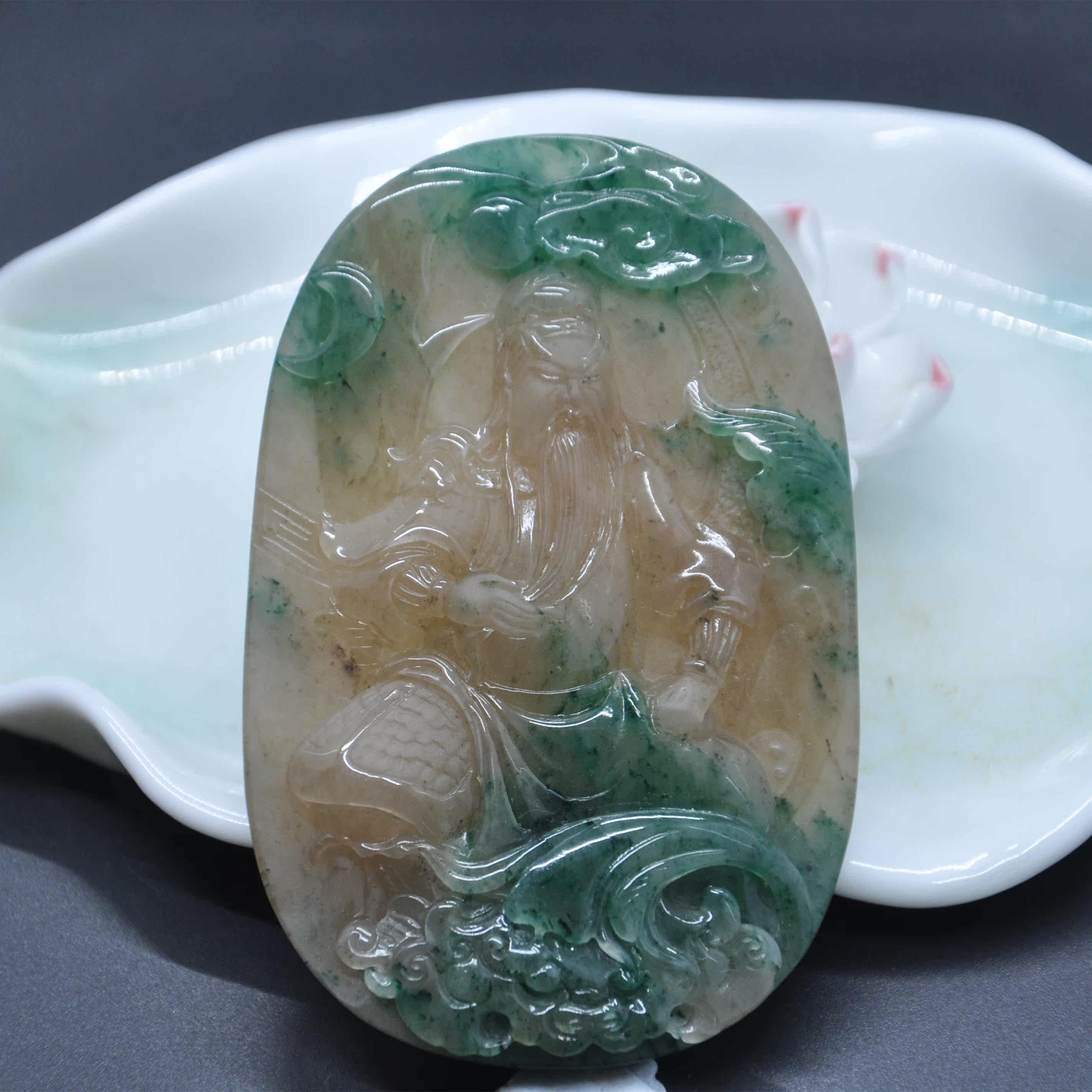 Dushan Jade Nanyang Jade Jade sky blue Dushan Guan Gong brand pendant Guan Erye pendant Body protection Qinglong Yanyue