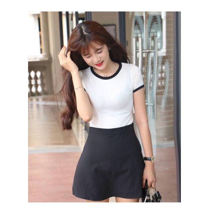 2018 phiên bản hàn quốc xuân hè mới cổ tròn mỏng đơn giản áo thun dệt kim top áo thun lụa tơ tằm nữ tay ngắn áo len kiểu hàn quốc cực đẹp