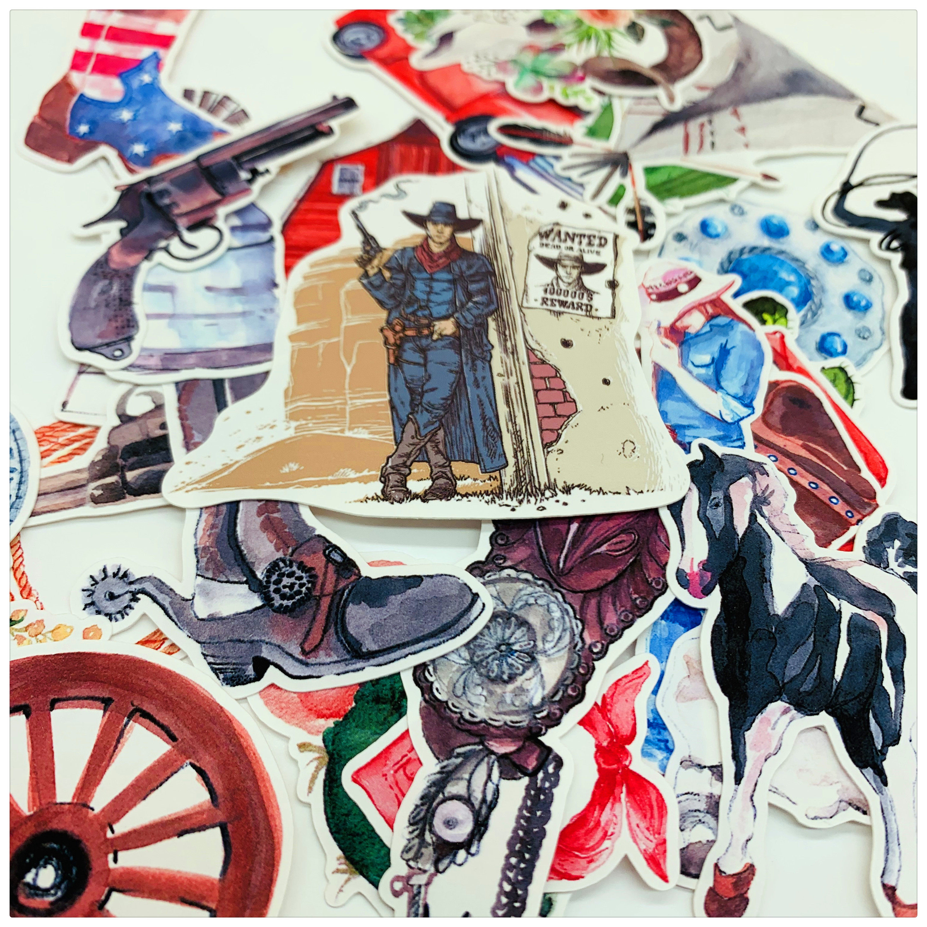 Handbill Stickers American Retro Western Denim 31 Start Account Album Decorations RMB25 -Taobao
