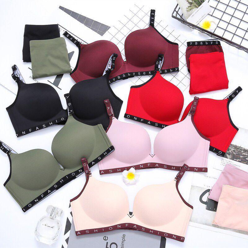 2017 new abrasive letter shoulder strap small chest coaling without steel ring bra New product No-mark motion adolescent girl underwear-Taobao