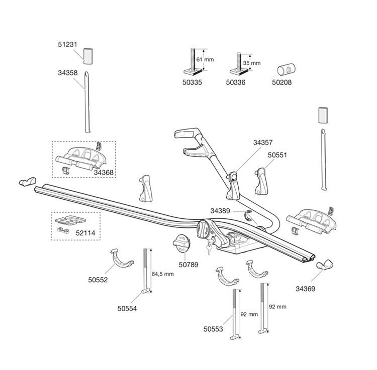 Phụ kiện xe đạp THULE / Tule 591 phụ kiện 34353 34368 phụ kiện xe đạp khung - Roof Rack giá để đồ trên nóc xe xpander