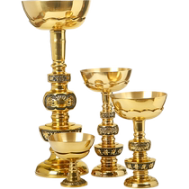 Household Buddhist temple for Buddha Guanyin God of Wealth Guan Gong Chang Ming Lamp Copper Lucky Treasure Liquid Oil Lamp Bowl Butter Lamp Holder