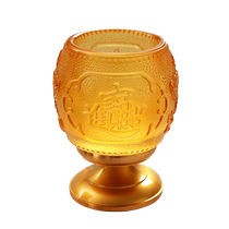 The Buddha Hall offers the God of Wealth Guan Gong lamp everlasting lamp imitation glass lotus candlestick candle holder attracts wealth and treasures butter lamp holder