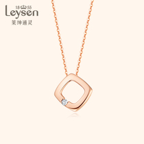 Lai Sen Tong Ling Jewelry Small Square Heart Necklace Women K Gold Diamond Pendant Garden Party Simple Diamond One Two Wear