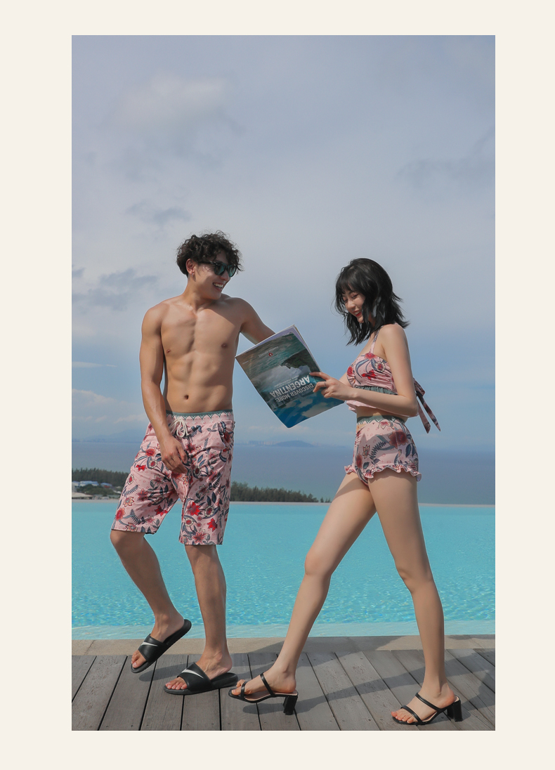 Cặp đôi đồ bơi ngực nhỏ gợi cảm chia đôi bikini áo tắm ba mảnh nữ quần đi biển trong gió nghỉ hè - Vài đồ bơi 	đồ đôi tắm biển đẹp