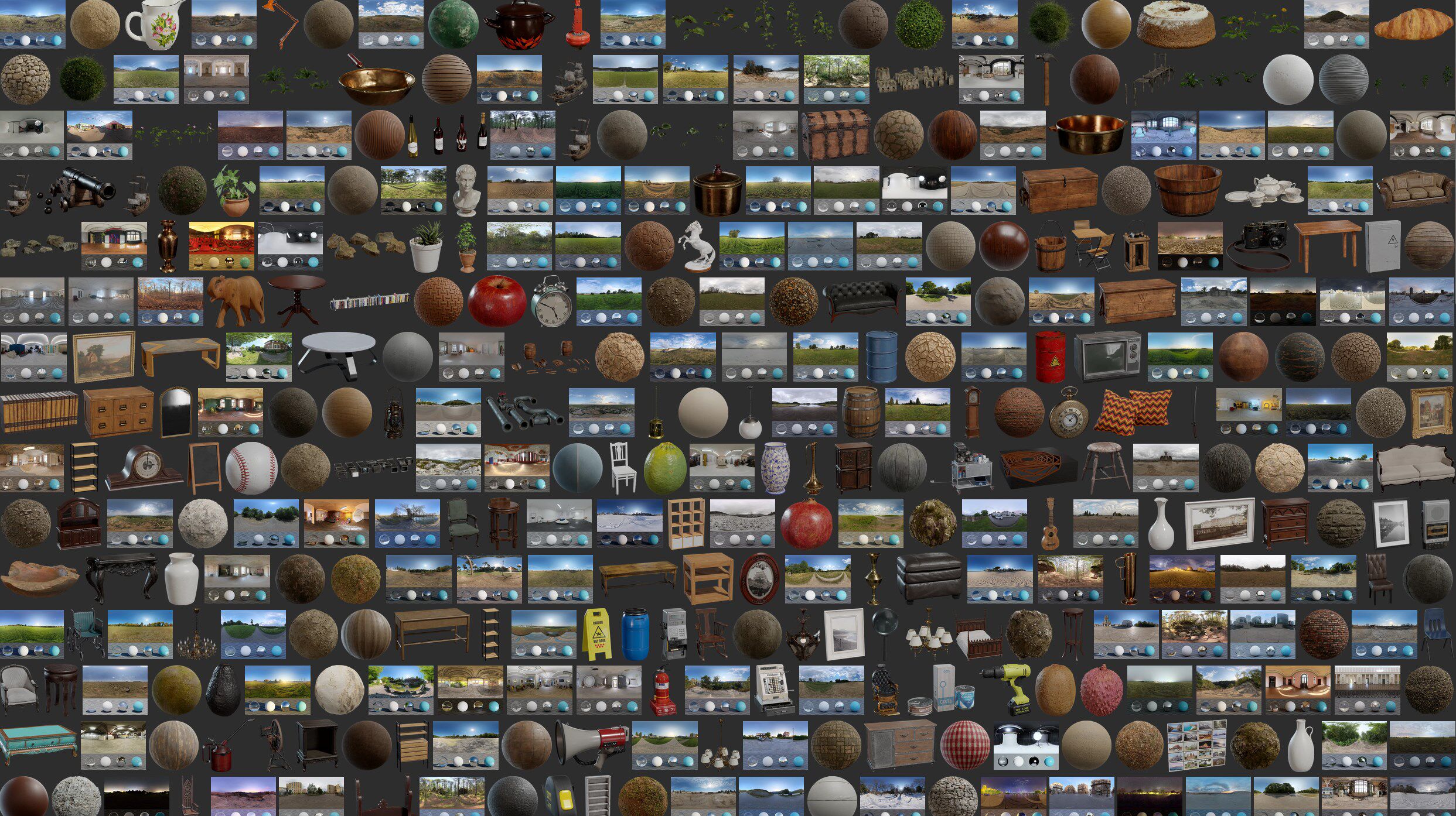 Blender中文版插件Poly Haven保利港资产库Asset HDR材质模型套装解析-短视频制作-淘宝百科网
