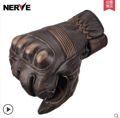 German NERVE Locomotive Gloves Bull Leather Retro Locomotive Gloves Anti-Fall Taiko Pedal Cruise Rider Gloves