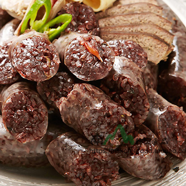 4 Bags*500G Korean-Style Rice Noodles and Blood Sausage, Northeast Flavor, Korean Ethnic Flavor Vermicelli Blood Sausage, Ready-To-Eat Rice Sausage