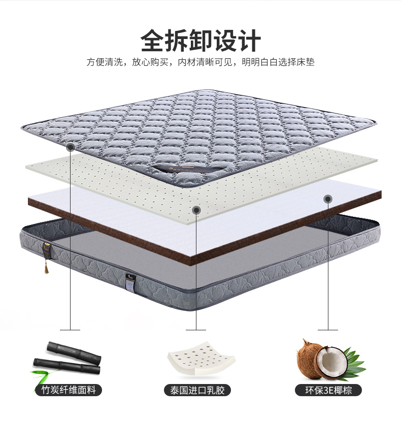 Dừa Weibao Simmons nệm cao su xơ dừa mat kinh tế khó khăn Palm 1,5m 1.8m gấp tùy chỉnh - Nệm đệm